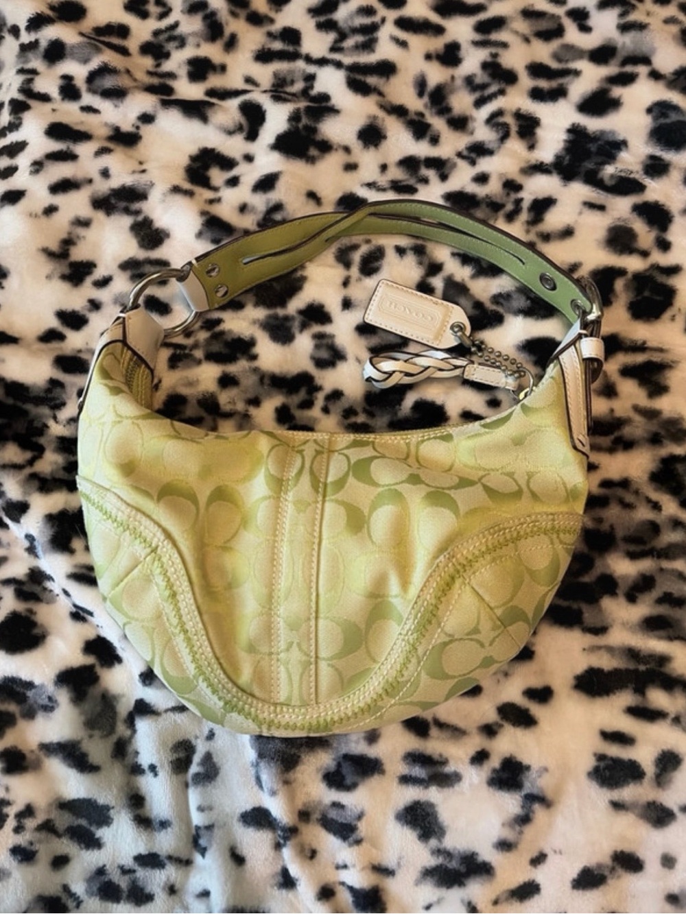Coach Light Green Signature Jacquard Hobo Shoulder Bag